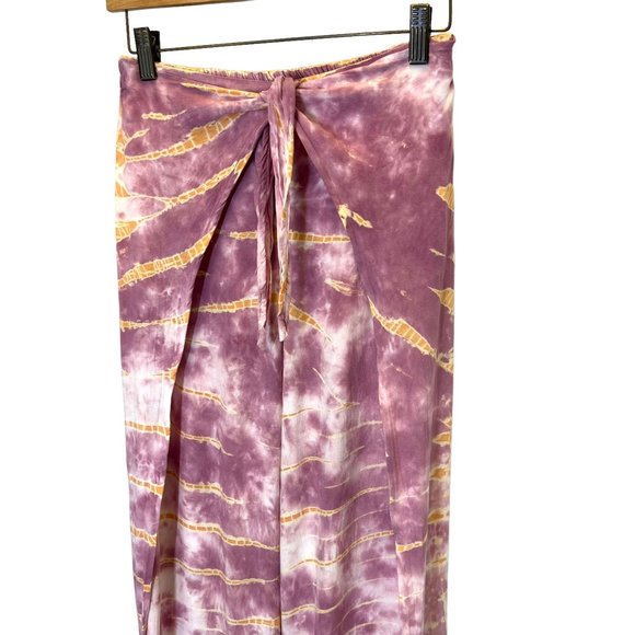 Young Broke Fabulous Purple Tie Dye Open Side Waist Tie Pants Small - Picture 2 of 11